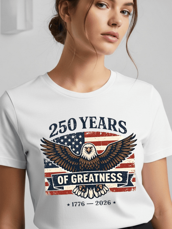 250 Years of Greatness Patriotic Eagle T-Shirt | USA 250th Anniversary American Flag 1776–2026 Graphic Tee image 14