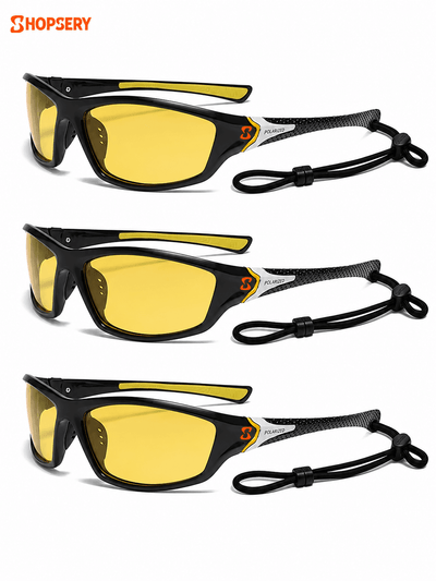 Shopsery Polarized Sports Sunglasses for Men 3 Pack Combo – UV400 Protection | HD Polarized Driving, Fishing & Cycling Sunglasses image 1