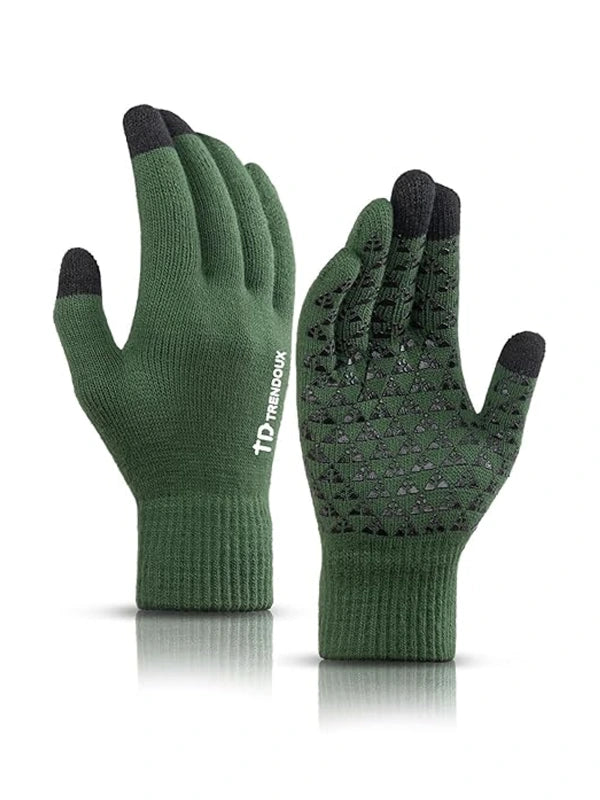 Winter Gloves – Warm Touchscreen Thermal Knit Design by Shopsery - Dark Green image