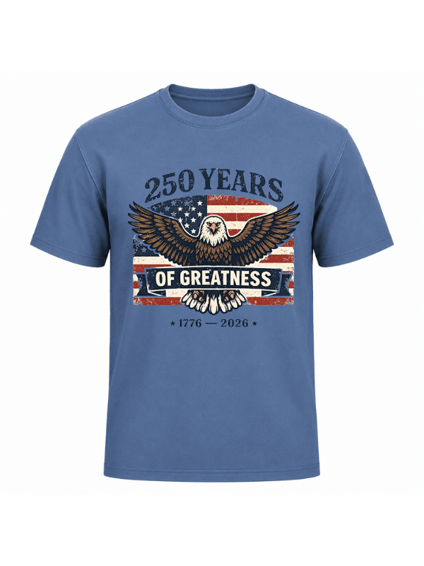250 Years of Greatness Patriotic Eagle T-Shirt | USA 250th Anniversary American Flag 1776–2026 Graphic Tee image 6