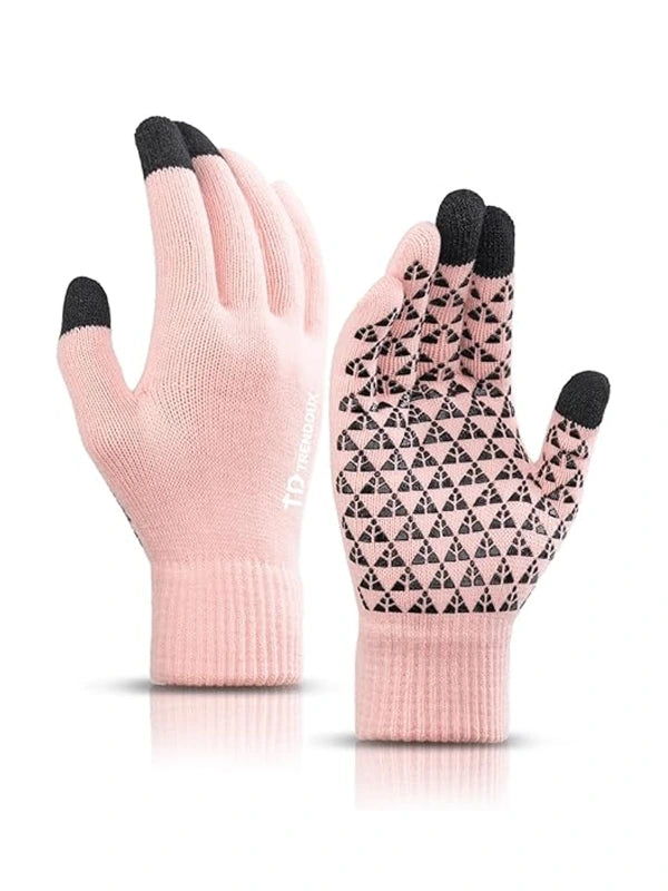 Winter Gloves – Warm Touchscreen Thermal Knit Design by Shopsery - Pink image