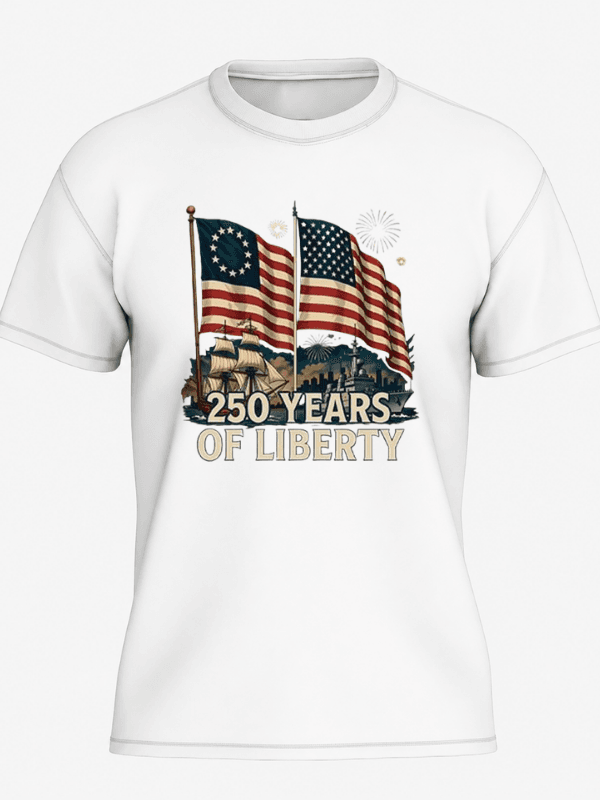 250 Years of Liberty Patriotic T-Shirt | American Flag USA 250th Anniversary Graphic Tee image 1