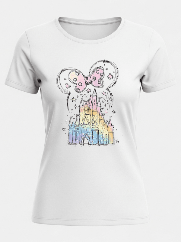 Disneyland Castle Minnie Ears T-Shirt | Pastel Disney Castle Shirt | Disney World Vacation Tee image 2
