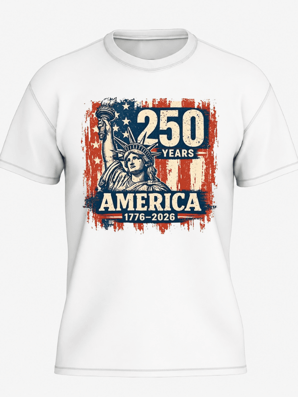 America 250 Years T-Shirt | Statue of Liberty USA 250th Anniversary Semiquincentennial 1776–2026 Patriotic Graphic Tee image 2