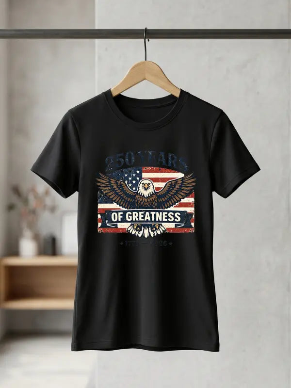 250 Years of Greatness Patriotic Eagle T-Shirt | USA 250th Anniversary American Flag 1776–2026 Graphic Tee image 4