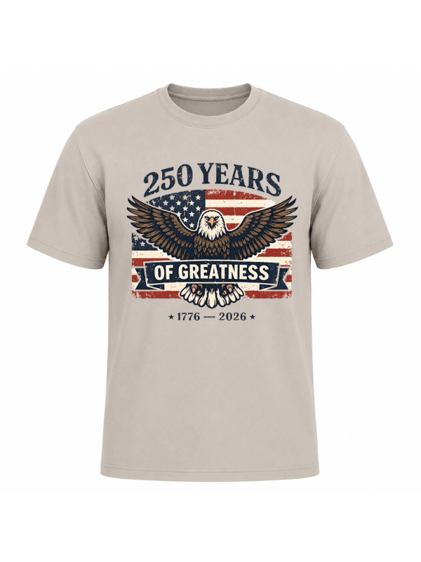 250 Years of Greatness Patriotic Eagle T-Shirt | USA 250th Anniversary American Flag 1776–2026 Graphic Tee image 7
