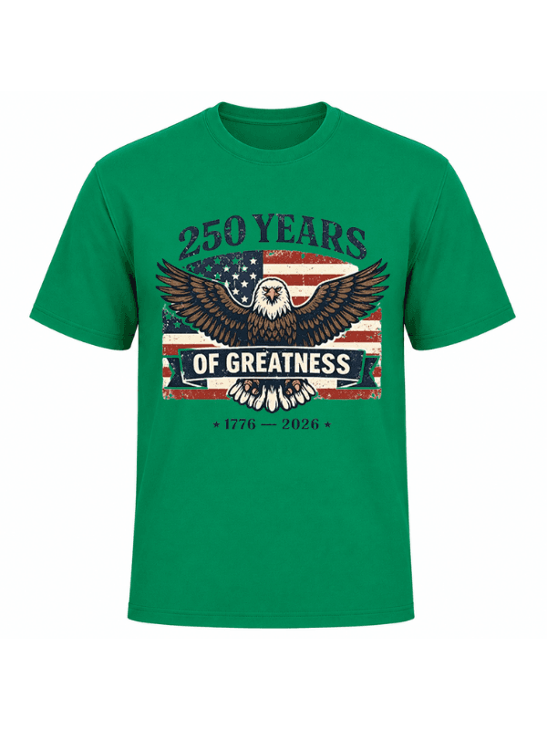 250 Years of Greatness Patriotic Eagle T-Shirt | USA 250th Anniversary American Flag 1776–2026 Graphic Tee image 8