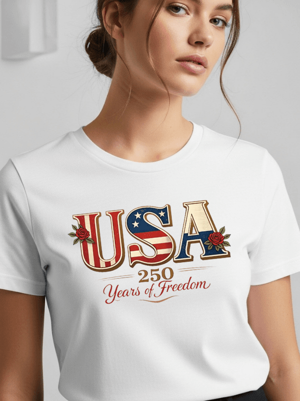 America 250 Years of Freedom Patriotic T-Shirt | USA Semiquincentennial 1776–2026 Graphic Tee image 1