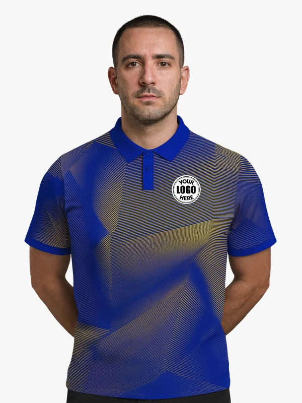 Custom Blue and Yellow Gradient Polo Cricket Jersey by Shopsery image 1