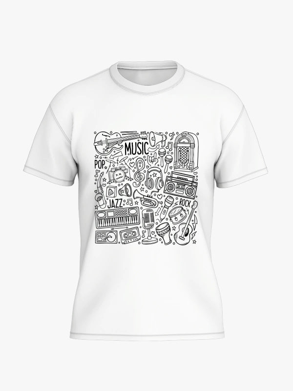 Music Doodle Graphic T-shirt (White) image 0