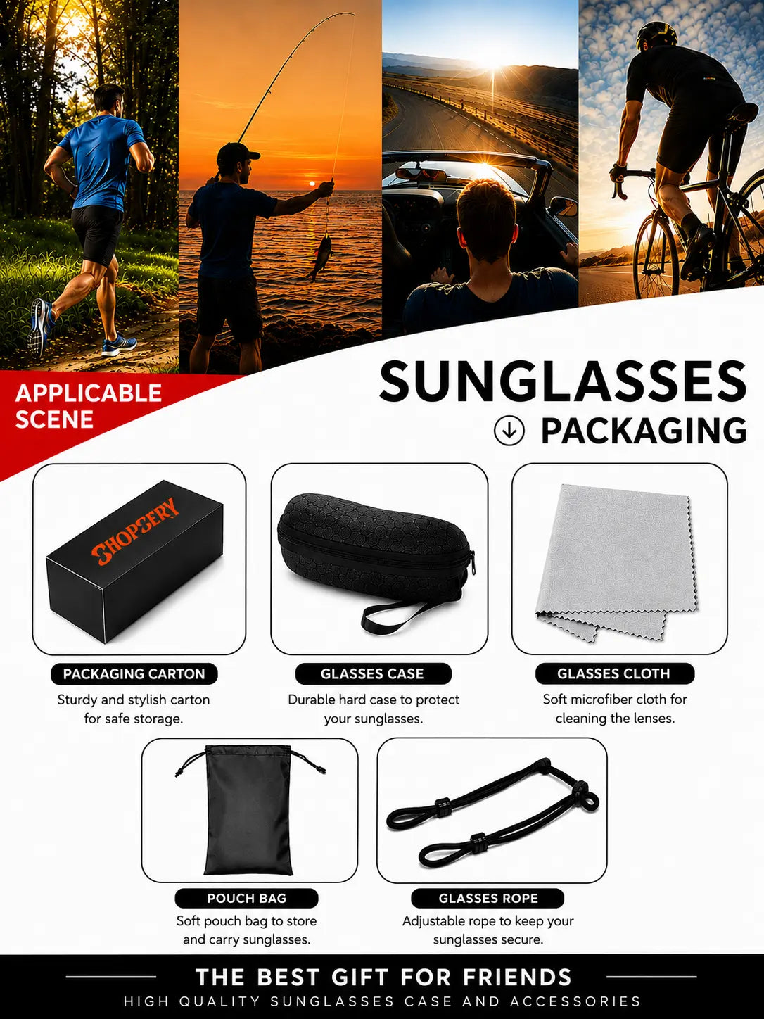 Shopsery Sports Polarized Sunglasses for Men – 5 Pack Combo | UV400 Protection | HD Polarized Outdoor Driving Cycling Fishing Sunglasses image 8