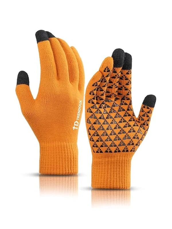Winter Gloves – Warm Touchscreen Thermal Knit Design by Shopsery - Orange image