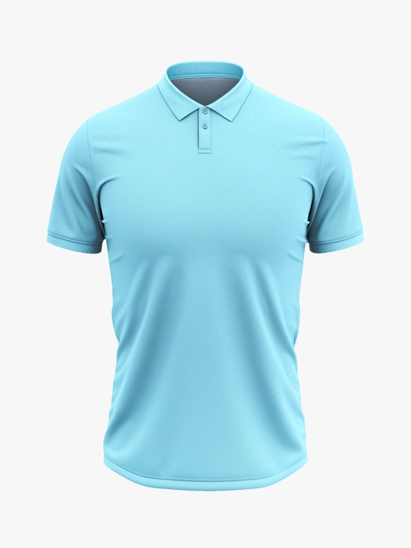 Custom Printed Polo T-Shirts – Premium Cotton (Sky Blue) | Company Polo Shirts with Logo image 2
