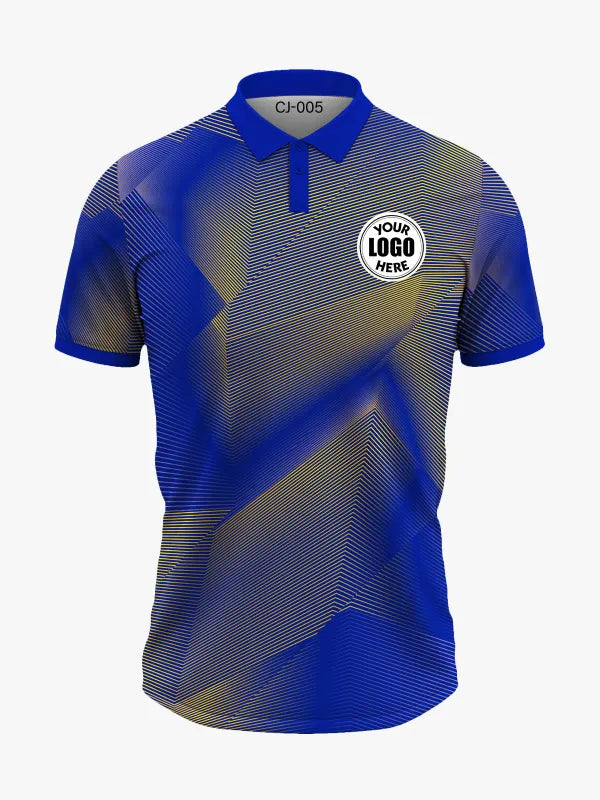 Custom Blue and Yellow Gradient Polo Cricket Jersey by Shopsery image 3