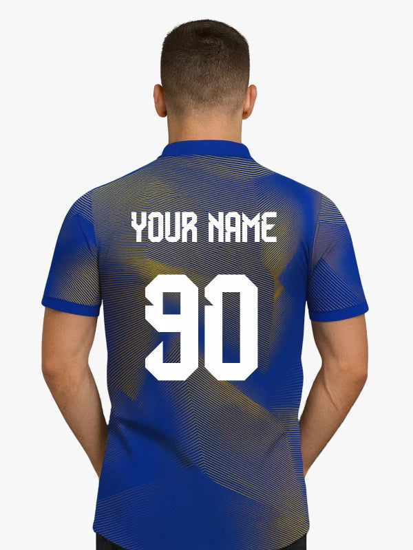 Custom Blue and Yellow Gradient Polo Cricket Jersey by Shopsery image 2