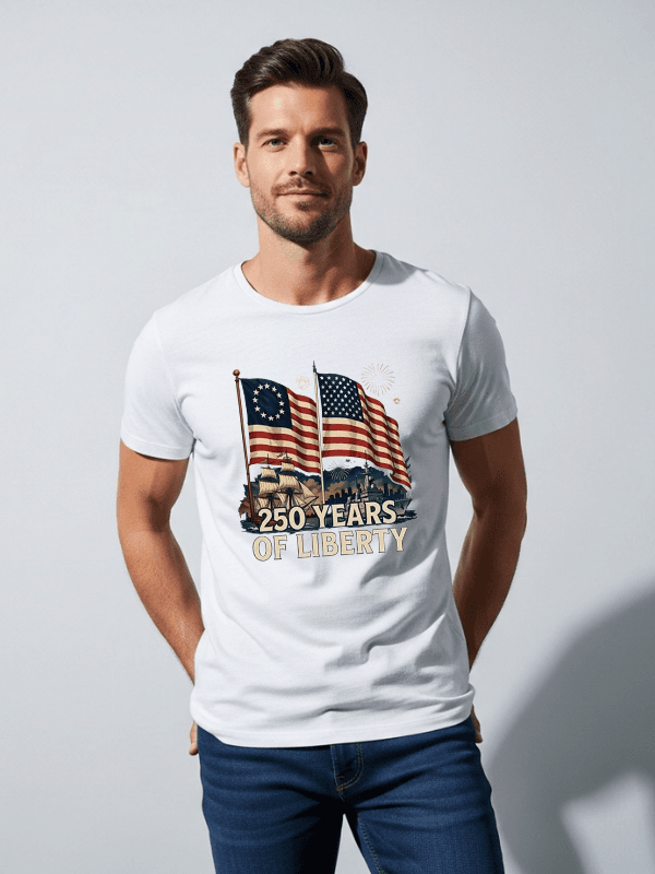 250 Years of Liberty Patriotic T-Shirt | American Flag USA 250th Anniversary Graphic Tee image 3