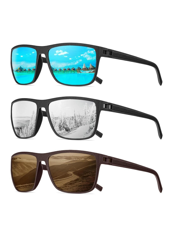 UV protection 3 Pack Polarized Sunglasses by Shopsery - Ice Blue/Silver/Brown image