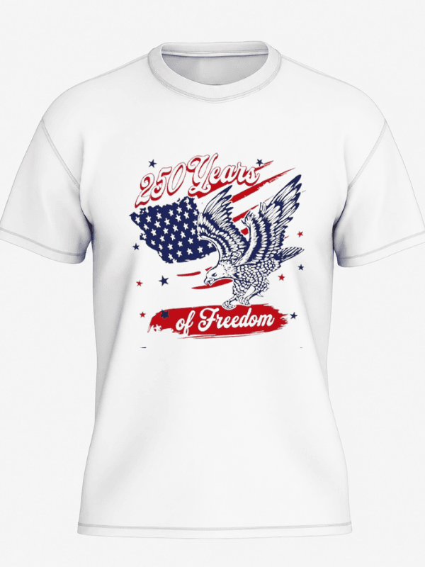 250 Years of Freedom Patriotic Eagle T-Shirt | USA Semiquincentennial American Flag 250th Anniversary Graphic Tee image 2