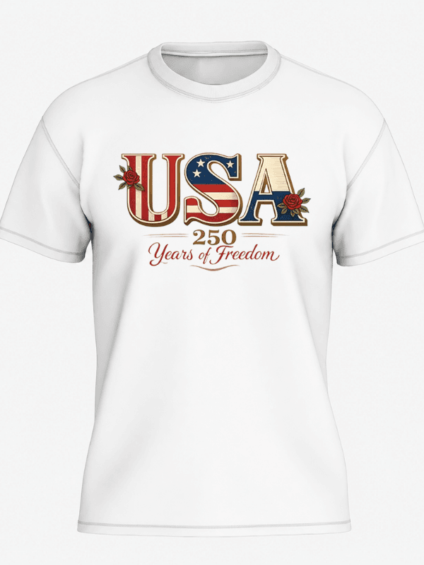America 250 Years of Freedom Patriotic T-Shirt | USA Semiquincentennial 1776–2026 Graphic Tee image 4