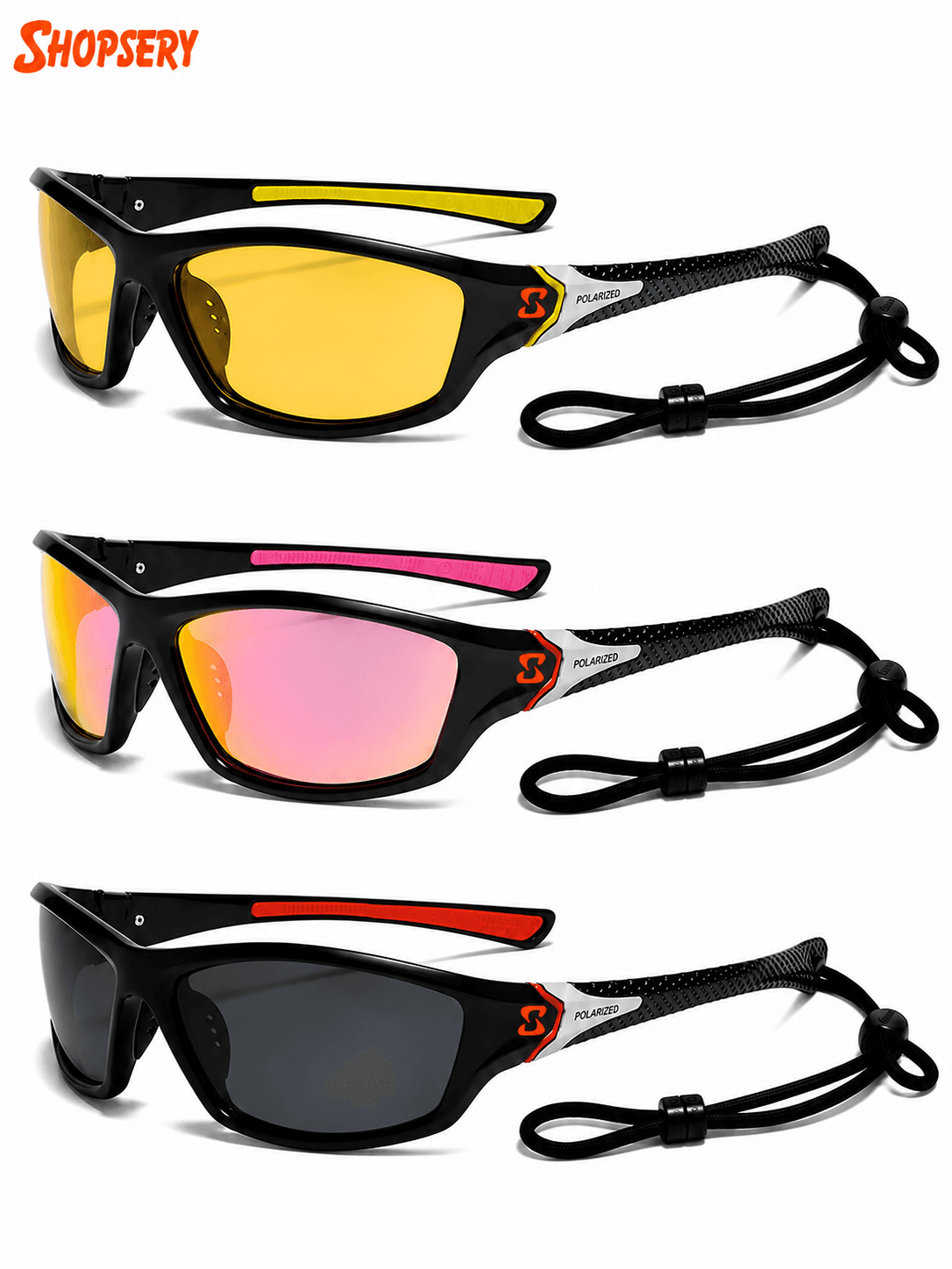 Shopsery Polarized Sports Sunglasses for Men 3 Pack Combo – UV400 Protection | HD Polarized Driving, Fishing &amp; Cycling Sunglasses image 0