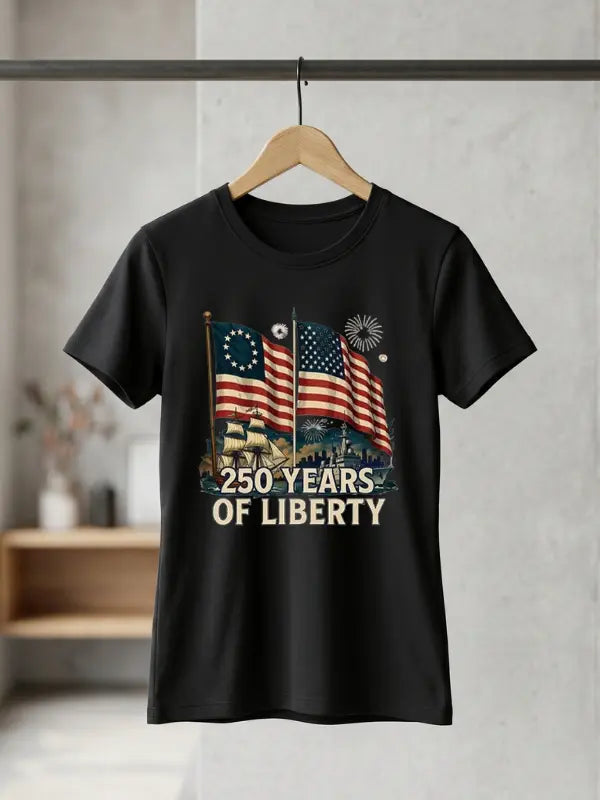 250 Years of Liberty Patriotic T-Shirt | American Flag USA 250th Anniversary Graphic Tee image 5