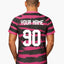 Custom Magenta and Black Striped V-neck Raglan Sports Jersey | Custom Soccer Jersey By Shopsery image 2