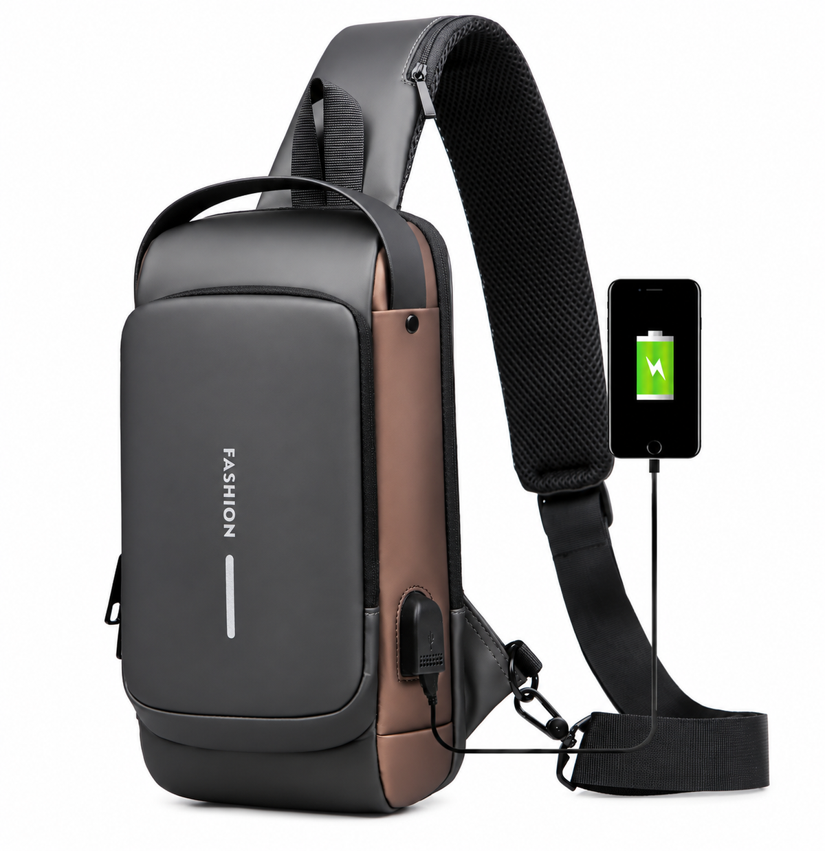 Waterproof Anti-Theft Sling Bag for Men, Multi-Pocket Chest Bag with USB Charging Port, iPad Crossbody Backpack for Travel, Work & Everyday Carry