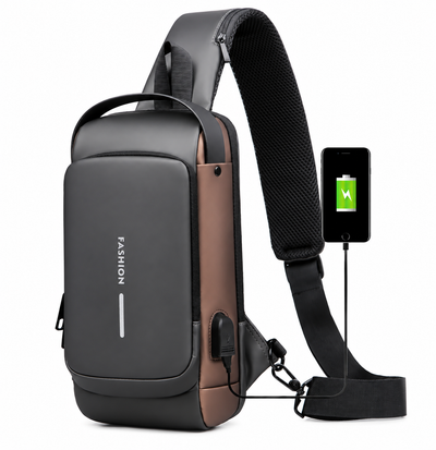 Waterproof Anti-Theft Sling Bag for Men, Multi-Pocket Chest Bag with USB Charging Port, iPad Crossbody Backpack for Travel, Work & Everyday Carry