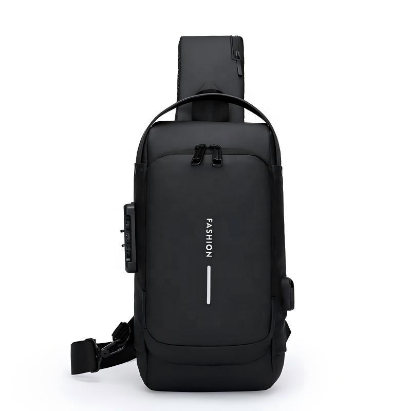 Waterproof Anti-Theft Sling Bag for Men, Multi-Pocket Chest Bag with USB Charging Port, iPad Crossbody Backpack for Travel, Work & Everyday Carry