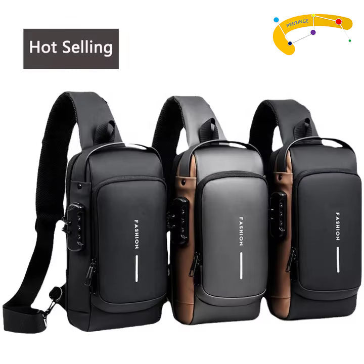 Waterproof Anti-Theft Sling Bag for Men, Multi-Pocket Chest Bag with USB Charging Port, iPad Crossbody Backpack for Travel, Work & Everyday Carry