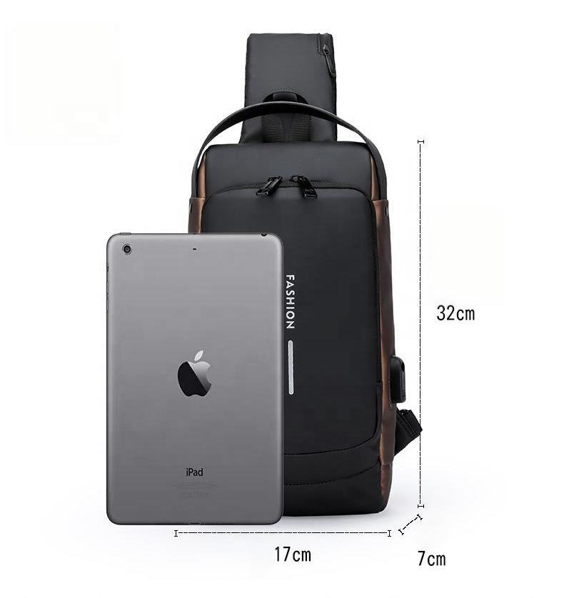 Waterproof Anti-Theft Sling Bag for Men, Multi-Pocket Chest Bag with USB Charging Port, iPad Crossbody Backpack for Travel, Work & Everyday Carry