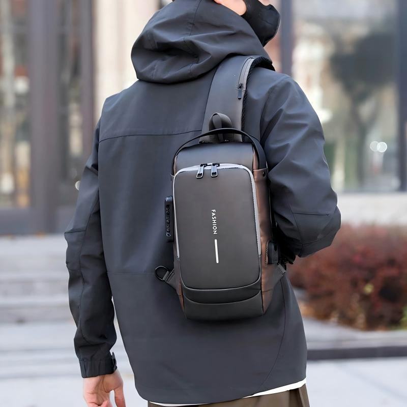 Waterproof Anti-Theft Sling Bag for Men, Multi-Pocket Chest Bag with USB Charging Port, iPad Crossbody Backpack for Travel, Work & Everyday Carry