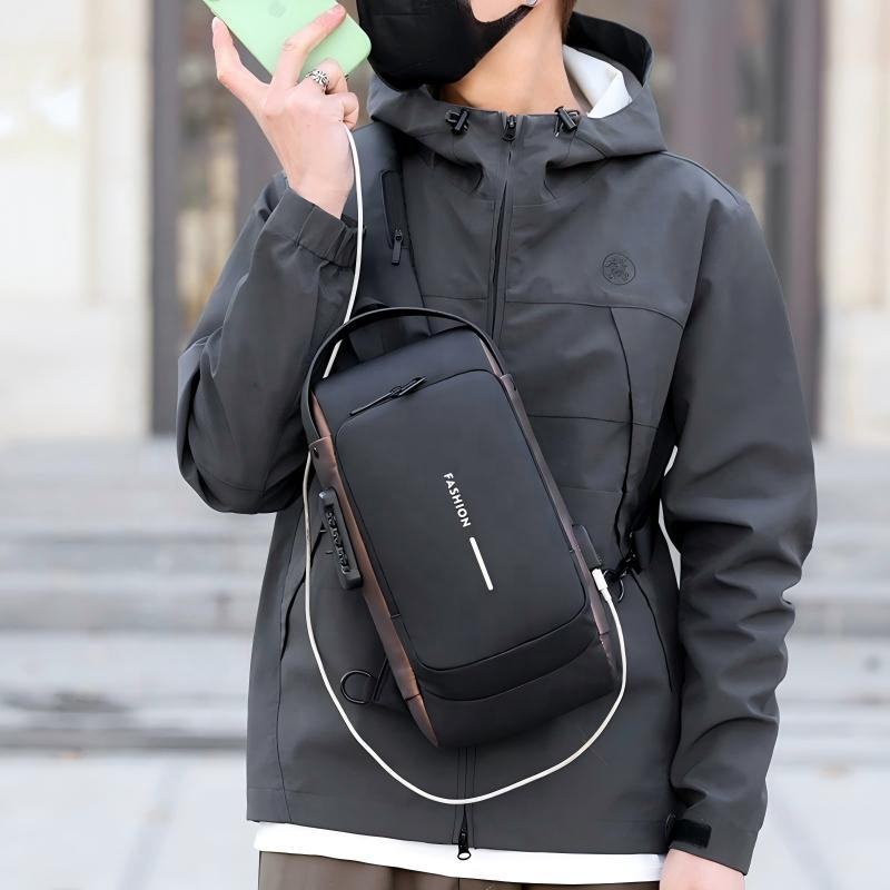 Waterproof Anti-Theft Sling Bag for Men, Multi-Pocket Chest Bag with USB Charging Port, iPad Crossbody Backpack for Travel, Work & Everyday Carry