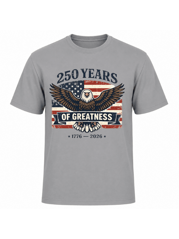 250 Years of Greatness Patriotic Eagle T-Shirt | USA 250th Anniversary American Flag 1776–2026 Graphic Tee image 9