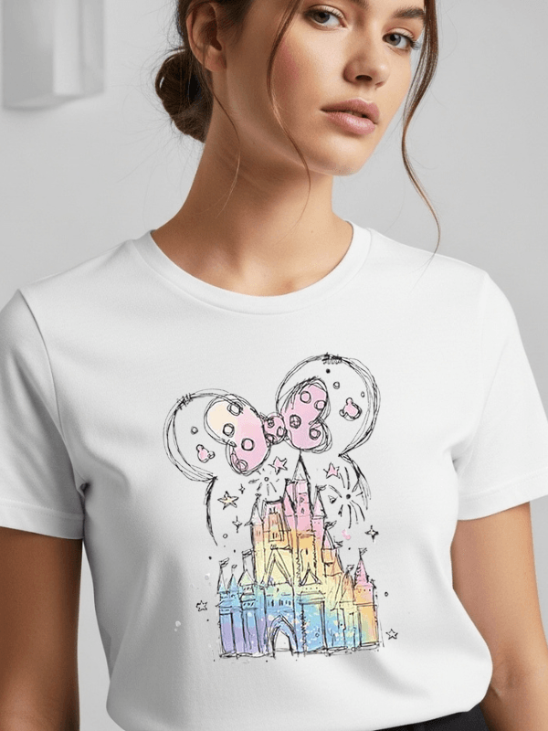 Disneyland Castle Minnie Ears T-Shirt | Pastel Disney Castle Shirt | Disney World Vacation Tee image 1