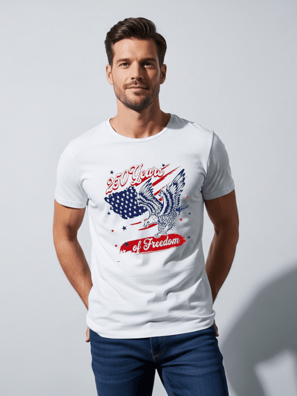 250 Years of Freedom Patriotic Eagle T-Shirt | USA Semiquincentennial American Flag 250th Anniversary Graphic Tee image 0