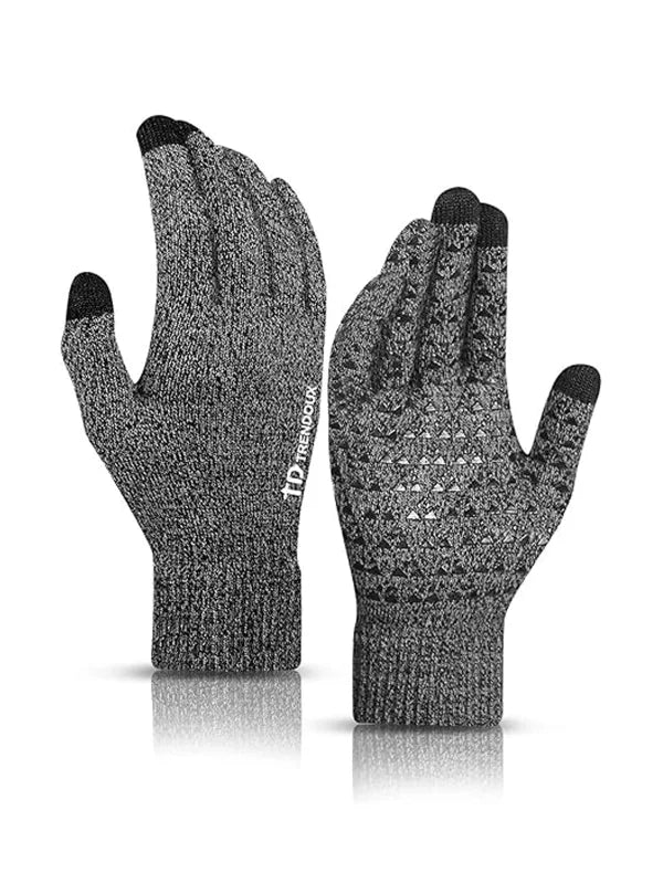 Winter Gloves – Warm Touchscreen Thermal Knit Design by Shopsery - Gray image