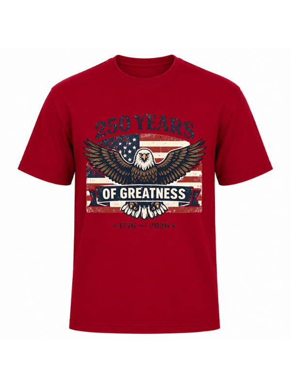 250 Years of Greatness Patriotic Eagle T-Shirt | USA 250th Anniversary American Flag 1776–2026 Graphic Tee image 11