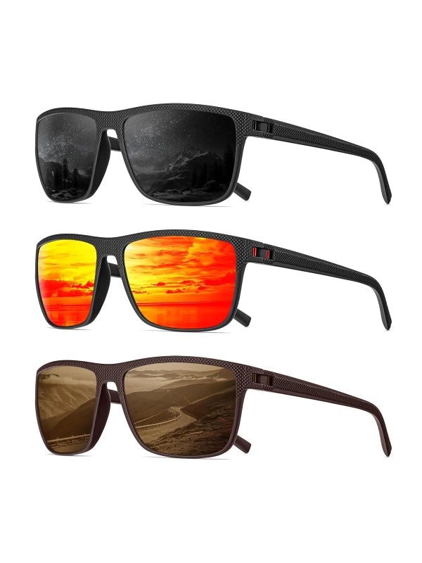 UV protection 3 Pack Polarized Sunglasses by Shopsery - Black/Red/Brown image