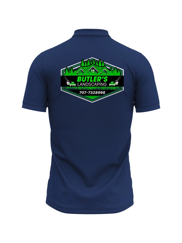 Company Polo Shirts with Logo for Corporate Branding (Navy) Butler's Landscaping image 1