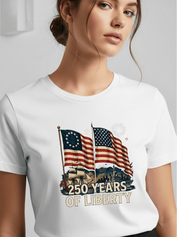 250 Years of Liberty Patriotic T-Shirt | American Flag USA 250th Anniversary Graphic Tee image 0
