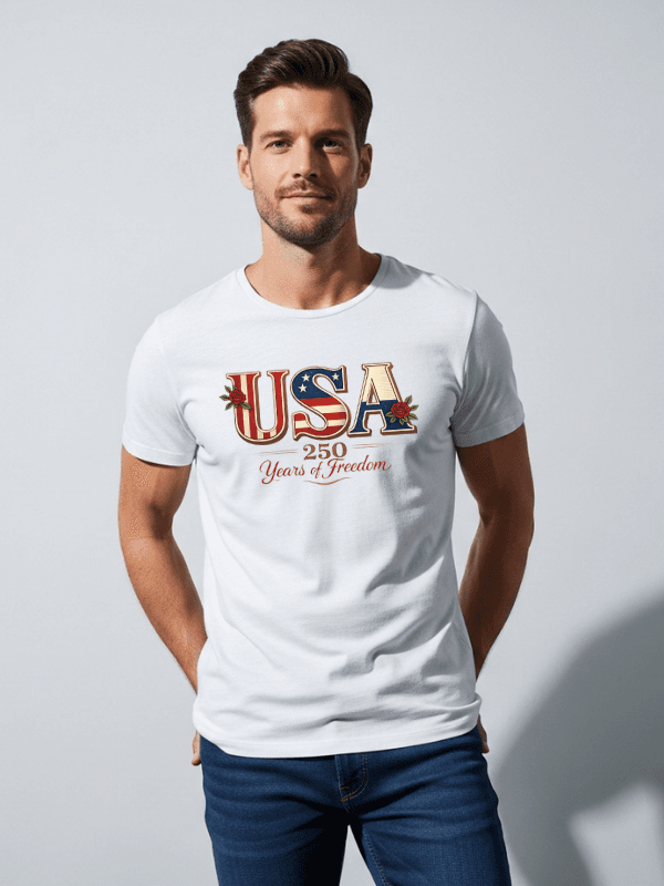 America 250 Years of Freedom Patriotic T-Shirt | USA Semiquincentennial 1776–2026 Graphic Tee image 2