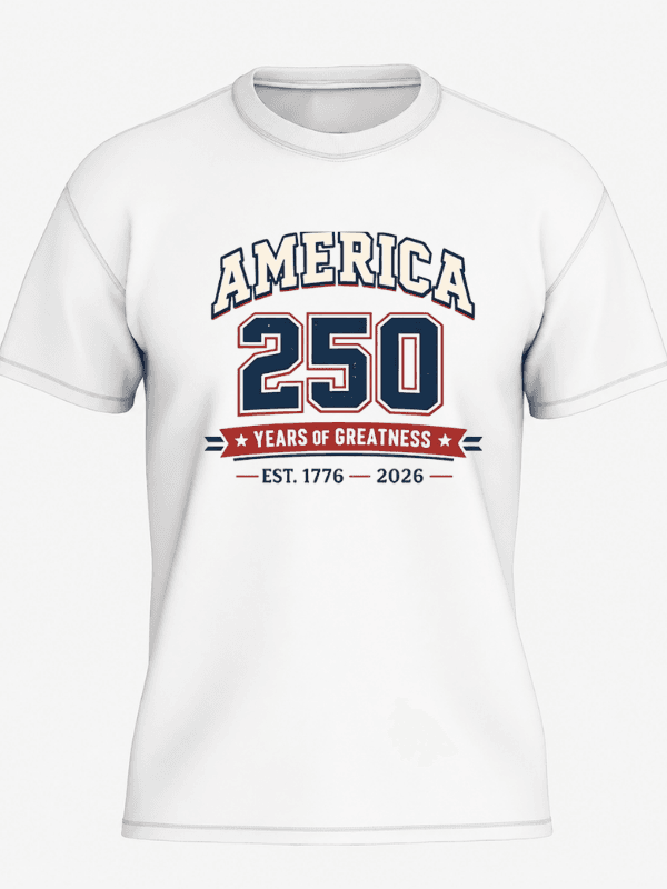 America 250 Years of Greatness T-Shirt | USA 250th Anniversary Patriotic Graphic Tee (1776–2026) image 1