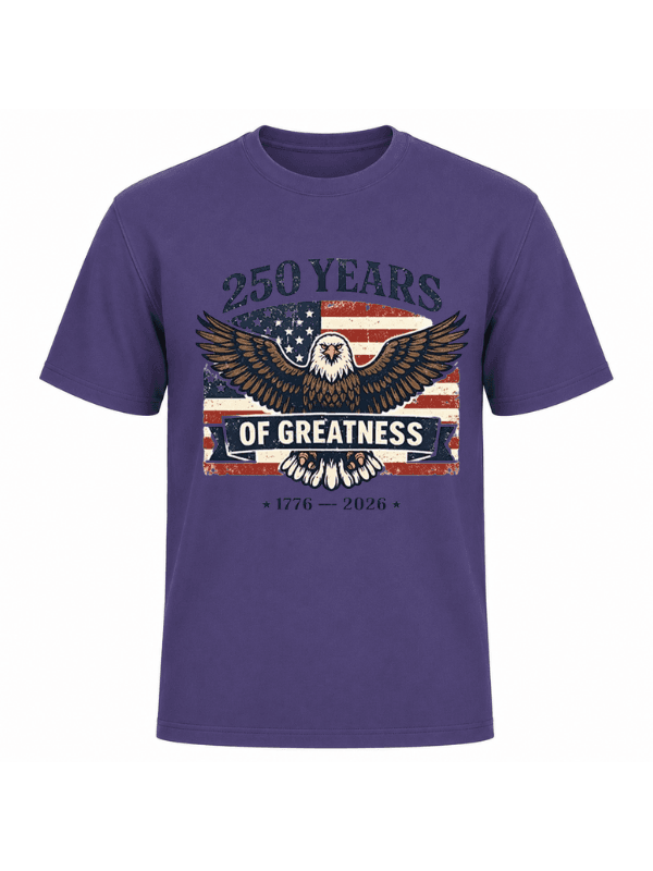 250 Years of Greatness Patriotic Eagle T-Shirt | USA 250th Anniversary American Flag 1776–2026 Graphic Tee image 5