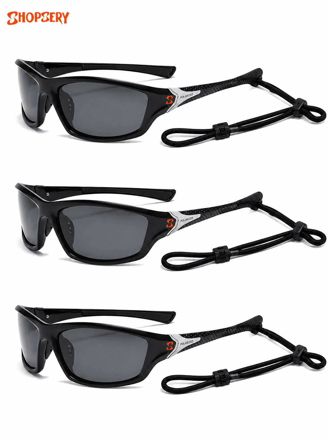 Shopsery Polarized Sports Sunglasses for Men 3 Pack Combo – UV400 Protection | HD Polarized Driving, Fishing &amp; Cycling Sunglasses - 3 Black image