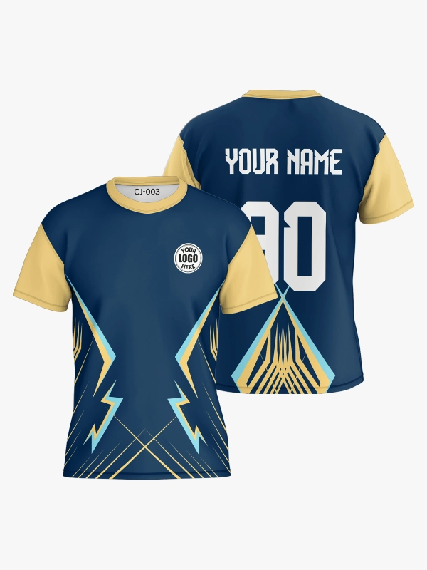 Custom Blue and Yellow Lightning Round Neck Sports Jersey-0033 Shopsery