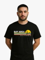 Bay Area California Sunset Graphic T-shirt (Black) - Image 2