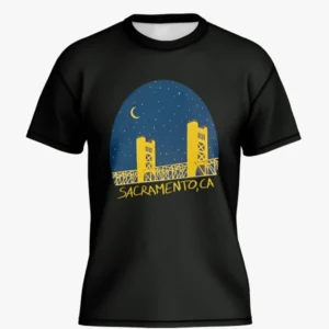 Sacramento Tower Bridge Night Graphic T-shirt
