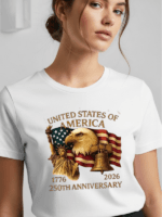 United States of America 250th Anniversary T-Shirt | Patriotic Eagle, Statue of Liberty & Liberty Bell 1776–2026 Graphic Tee