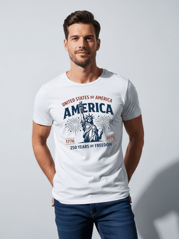 2 United States of America 250 Years of Freedom T-Shirt | Statue of Liberty USA 250th Anniversary 1776–2026 Patriotic Graphic Tee - Image 1